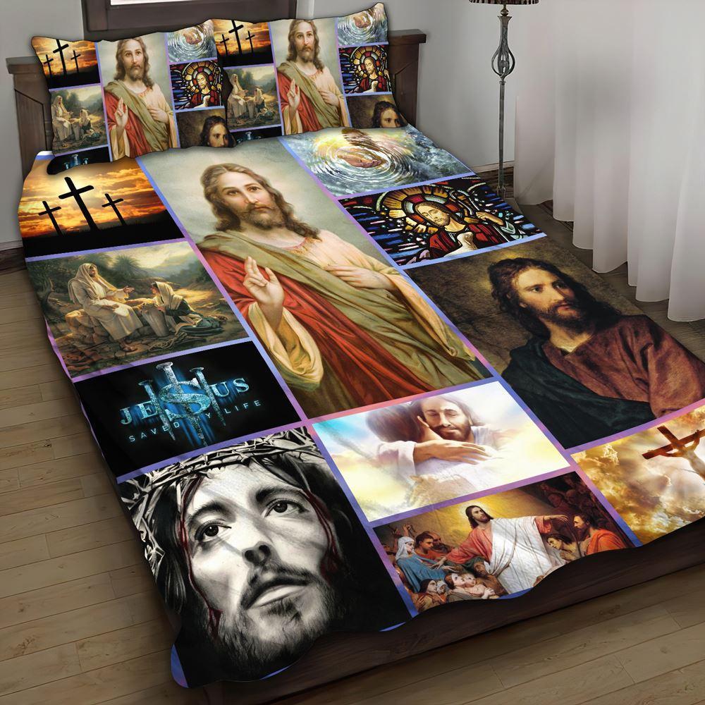 Jesus Saved My Life Quilt Bedding Set – Christian Gift For Believers Jesus Saved My Life Quilt Bedding Set – Christian Gift For Believers