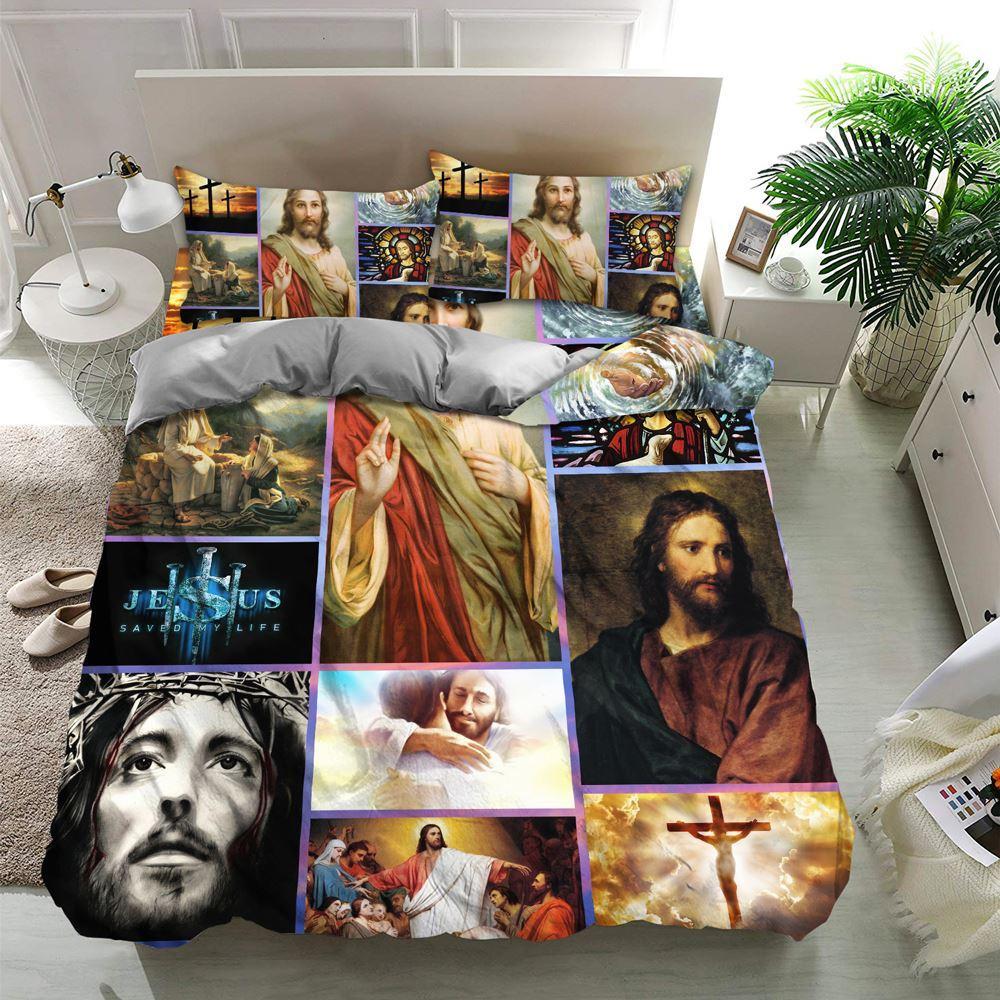Jesus Saved My Life Quilt Bedding Set – Christian Gift For Believers Jesus Saved My Life Quilt Bedding Set – Christian Gift For Believers