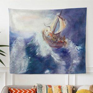 Jesus Storm On The Sea Tapestry Prints&hellip;