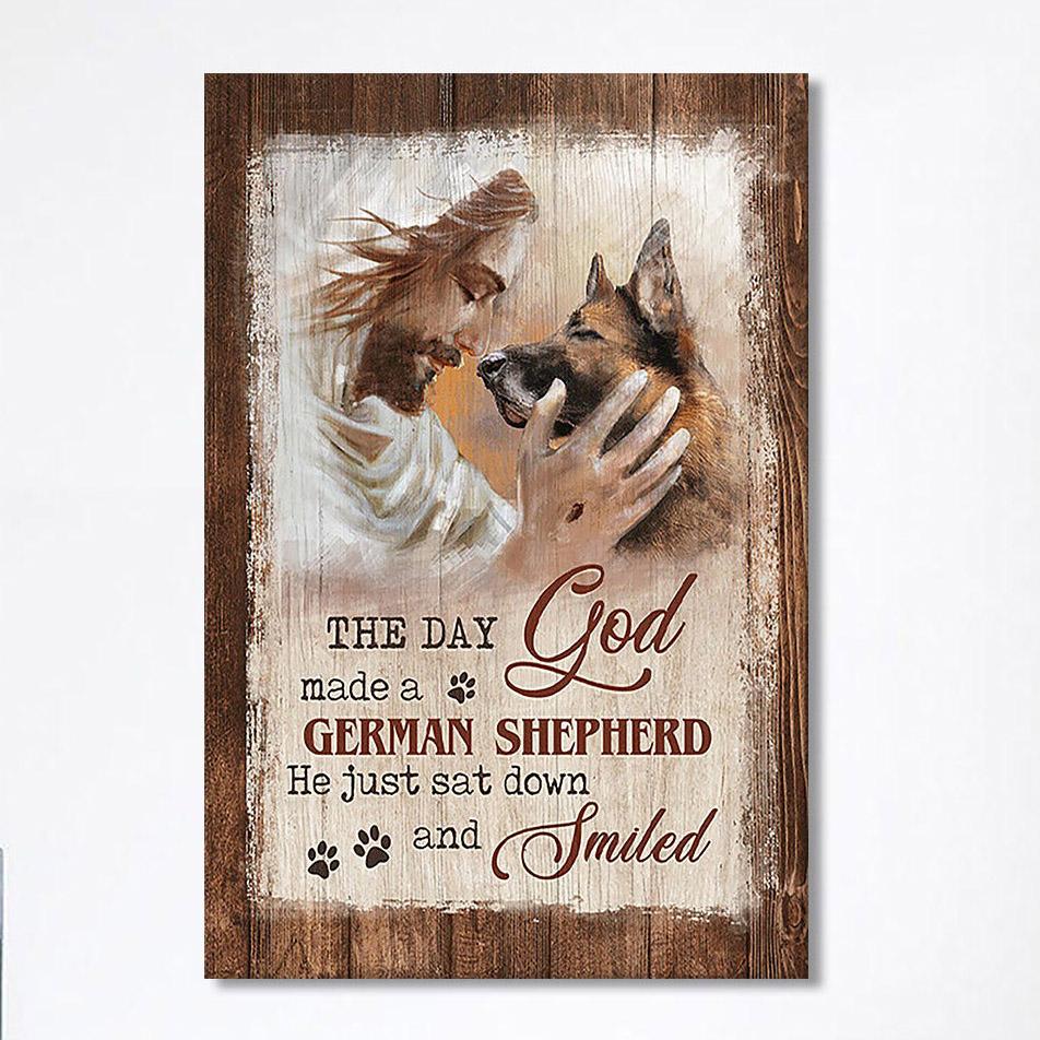 Jesus The Day God Made A German Shepherd Canvas – Christian Wall Art Canvas – Religious Home Decor