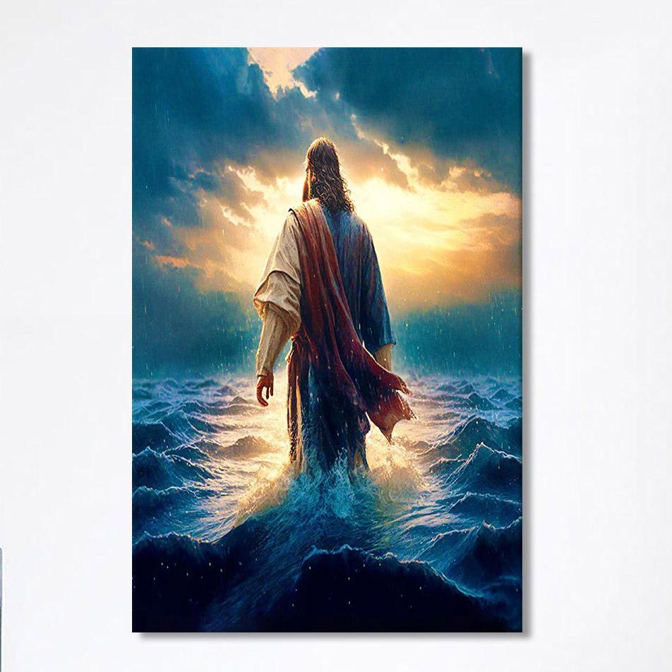 Jesus Walking On Water Canvas Print – Jesus Wall Decor – Christian Wall Art Canvas