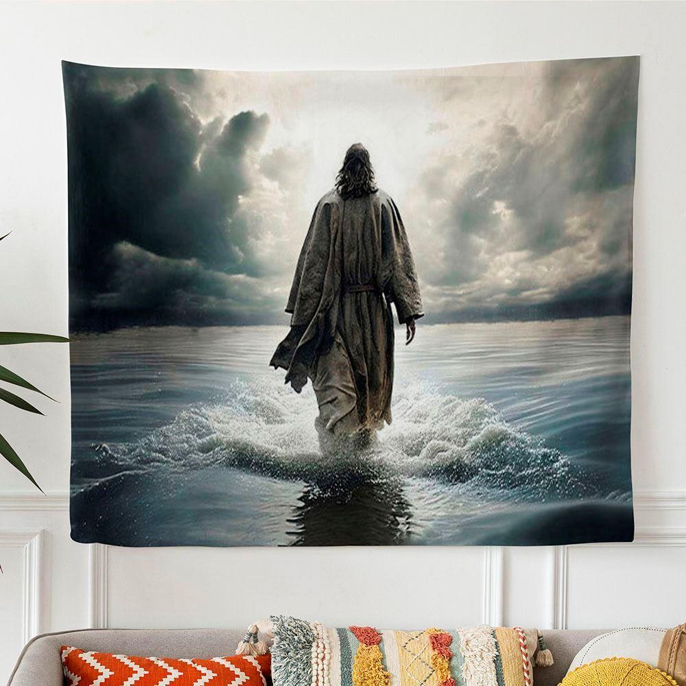 Jesus Walking Water Tapestry Prints – Tapestries Gifts For Christian Families