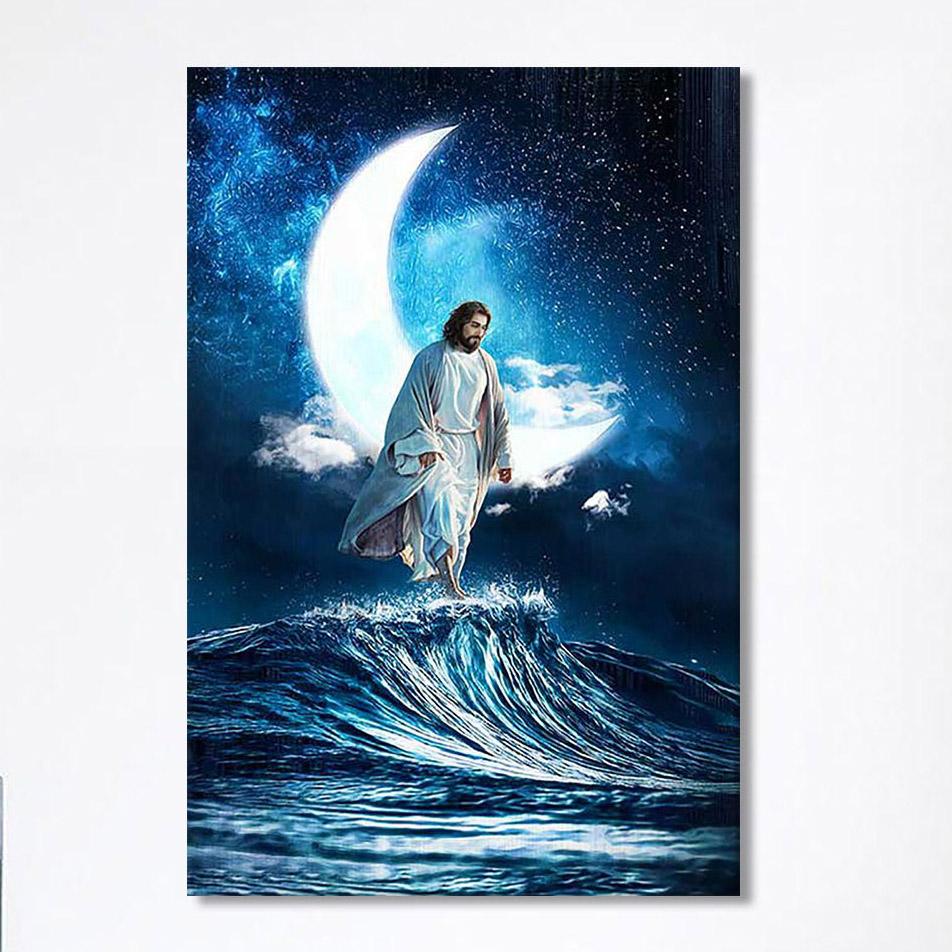 Jesus Walks On Water Wall Art Canvas – Jesus Portrait Canvas Prints – Christian Wall Art Canvas