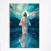 Jesus Walks Sunset Beach Just Breathe Canvas – Christian Wall Art Canvas – Religious Home Decor