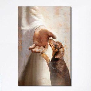 Jesus s Hand Dachshund Dog Canvas Wall Decor Christian Wall Art Canvas Gift For Dog Lover rsjse4.jpg