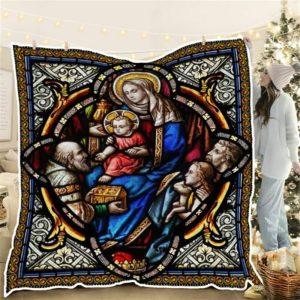 Jesuss Presentation Stained Glass Christian Quilt Blanket&hellip;