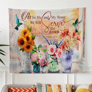 Joshua 2415 Kjv Floral Hummingbird Tapestry Wall&hellip;