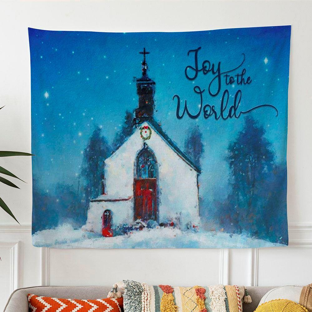 Joy To The World Old Country Church Christmas Tapestry Wall Art – Tapestries Gifts For Christian Families