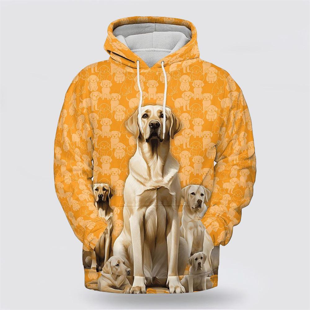 Labrador Retriever Dog On The Orange Background All Over Print Hoodie Shirt – Gift For Dog Lover