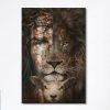 Lion And Lamb Face Canvas – Lion Canvas Print – Christian Wall Art Canvas – Religious Home Decor