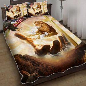 Lion And Lamb Cross American Quilt Bedding&hellip;