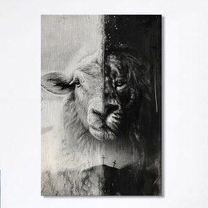 Lion And Lamb Face Canvas – Lion&hellip;