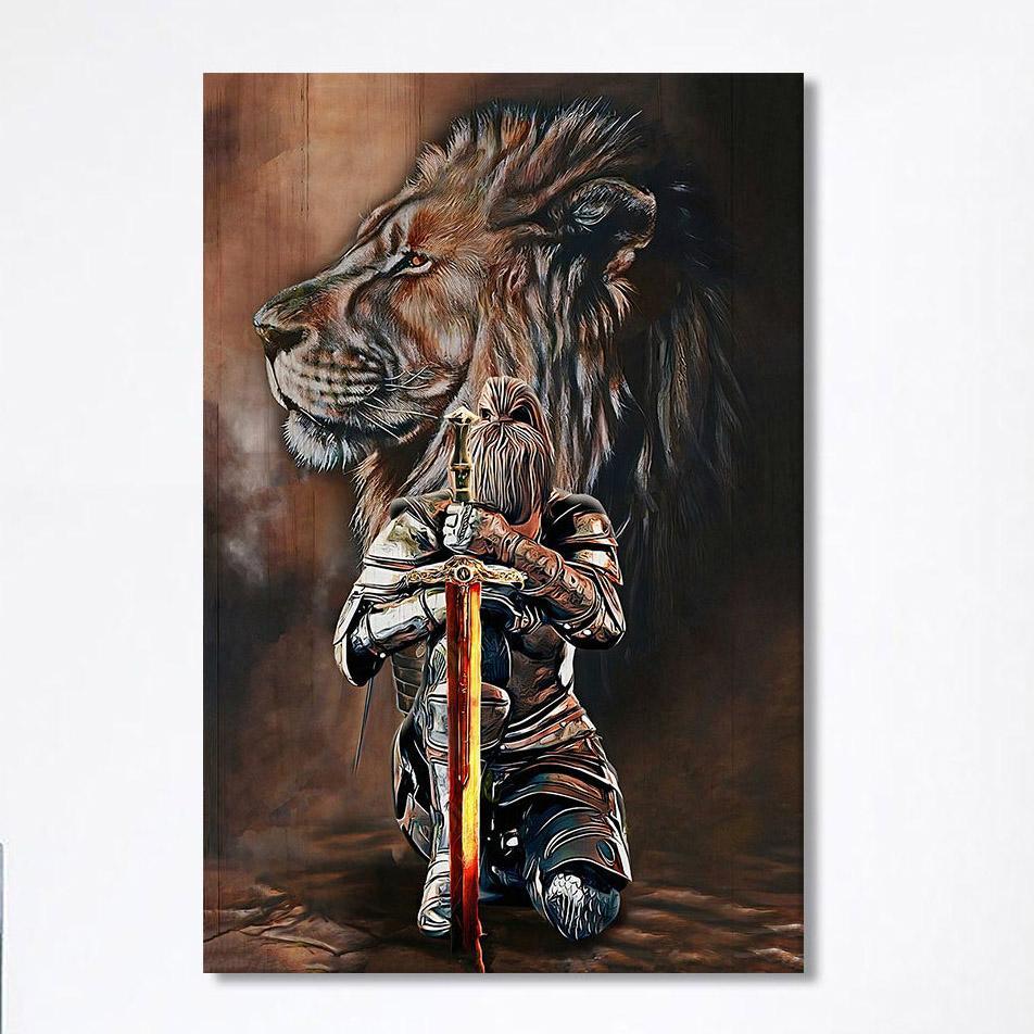 Lion And Women Warrior Canvas Wall Art – Christian Wall Canvas – Religious Wall Art