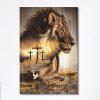 Lion Cross Crown Of Thorns Canvas Art – Christian Art – Bible Verse Wall Art – Religious Home Decor