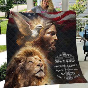 Lion,Dove My God Christian Quilt Blanket –&hellip;