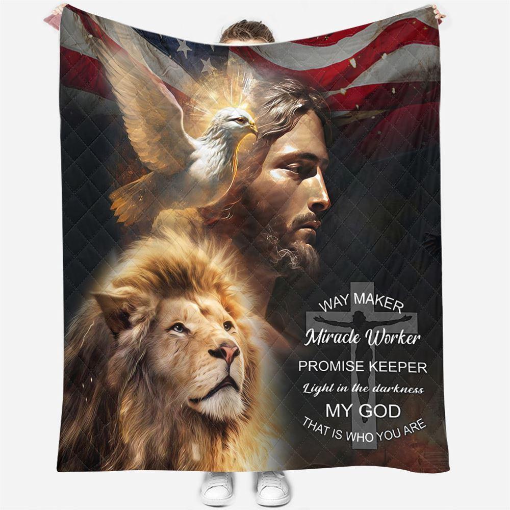 Lion,Dove My God Christian Quilt Blanket – Gifts For Christians Lion,Dove My God Christian Quilt Blanket – Gifts For Christians