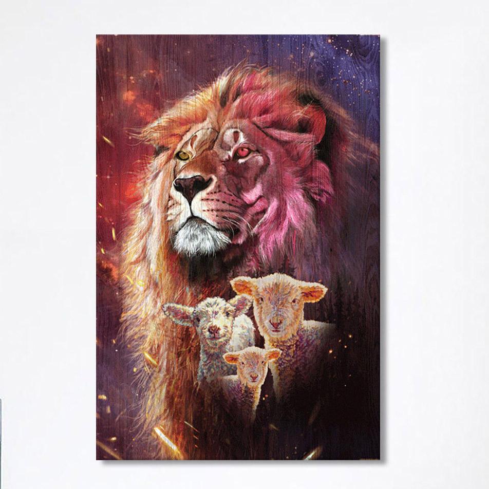 Lion Head Lamb Of God Canvas – Lion Canvas Print – Christian Wall Art Canvas – Religious Home Decor