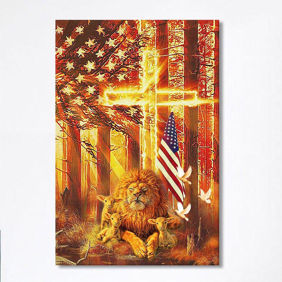 Lion & Lambs Canvas Wall Art – Christian Wall Canvas – Religious Wall Art