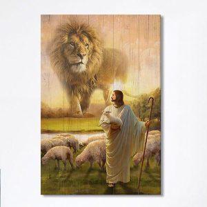 Lion Lambs Walking With Jesus Canvas Lion Canvas Print Christian Wall Art Canvas Religious Home Decor elrk8y.jpg