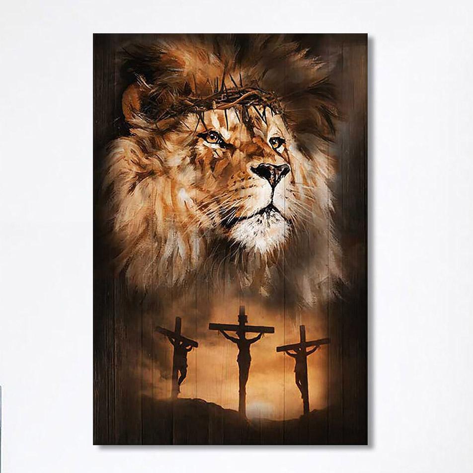 Lion Of Judah Crown Of Thorn Canvas – Lion Canvas Print – Christian Wall Art Canvas – Religious Home Decor