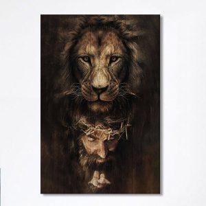 Lion Of Judah Jesus Face Canvas Lion Canvas Print Christian Wall Art Canvas Religious Home Decor mocfos.jpg