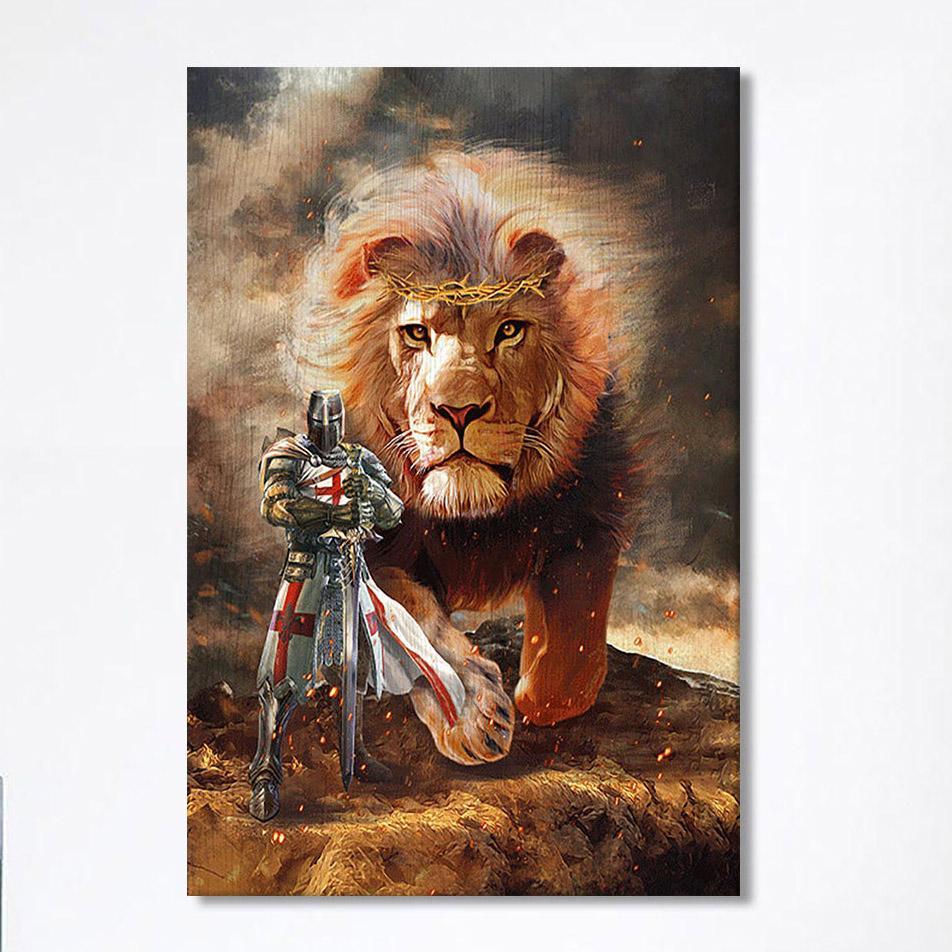 Lion Of Judah Knight Of God Canvas – Lion Canvas Print – Christian Wall Art Canvas – Religious Home Decor