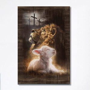 Lion Of Judah Lamb Of God The Rugged Crosses Canvas Lion Canvas Print Christian Wall Art Canvas Religious Home Decor hbt91c.jpg