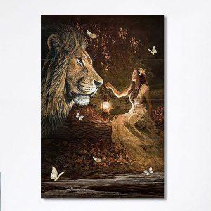 Lion Of Judah Pretty Girl White Butterfly Canvas Lion Canvas Print Christian Wall Art Canvas Religious Home Decor dp03y3.jpg