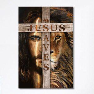 Lion Of Judah Wooden Cross Jesus Saves Canvas Lion Canvas Print Christian Wall Art Canvas Religious Home Decor rcrdh3.jpg