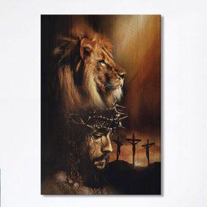 Lion The Face Of Jesus Crown Of Thorn Jesus Painting Canvas Art Christian Art Bible Verse Wall Art Religious Home Decor pfa59p.jpg