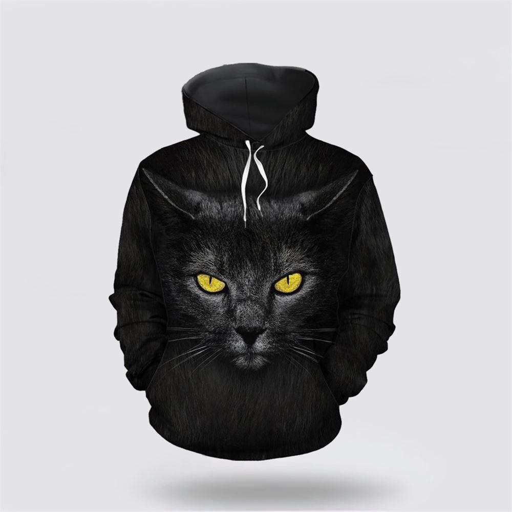 Love Black Cat Christmas All Over Print Hoodie – Cat Lover Christmas Hoodie