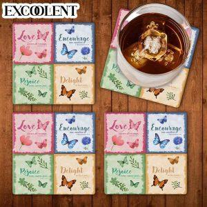 Love Encourage Rejoice Delight Butterfly Stone Coasters&hellip;