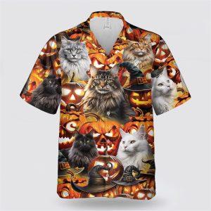 Maine Coon Cat Halloween Pattern Hawaiian Shirt&hellip;