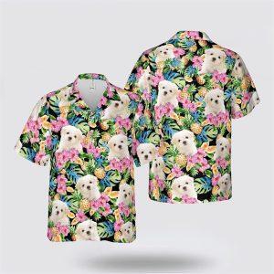 Maltese Pink Flower Tropic Pattern Hawaiin Shirt&hellip;
