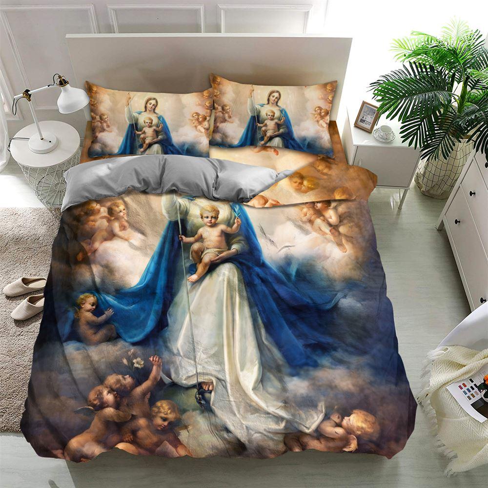 Maria Of God Christian Quilt Bedding Set – Christian Gift For Believers Maria Of God Christian Quilt Bedding Set – Christian Gift For Believers