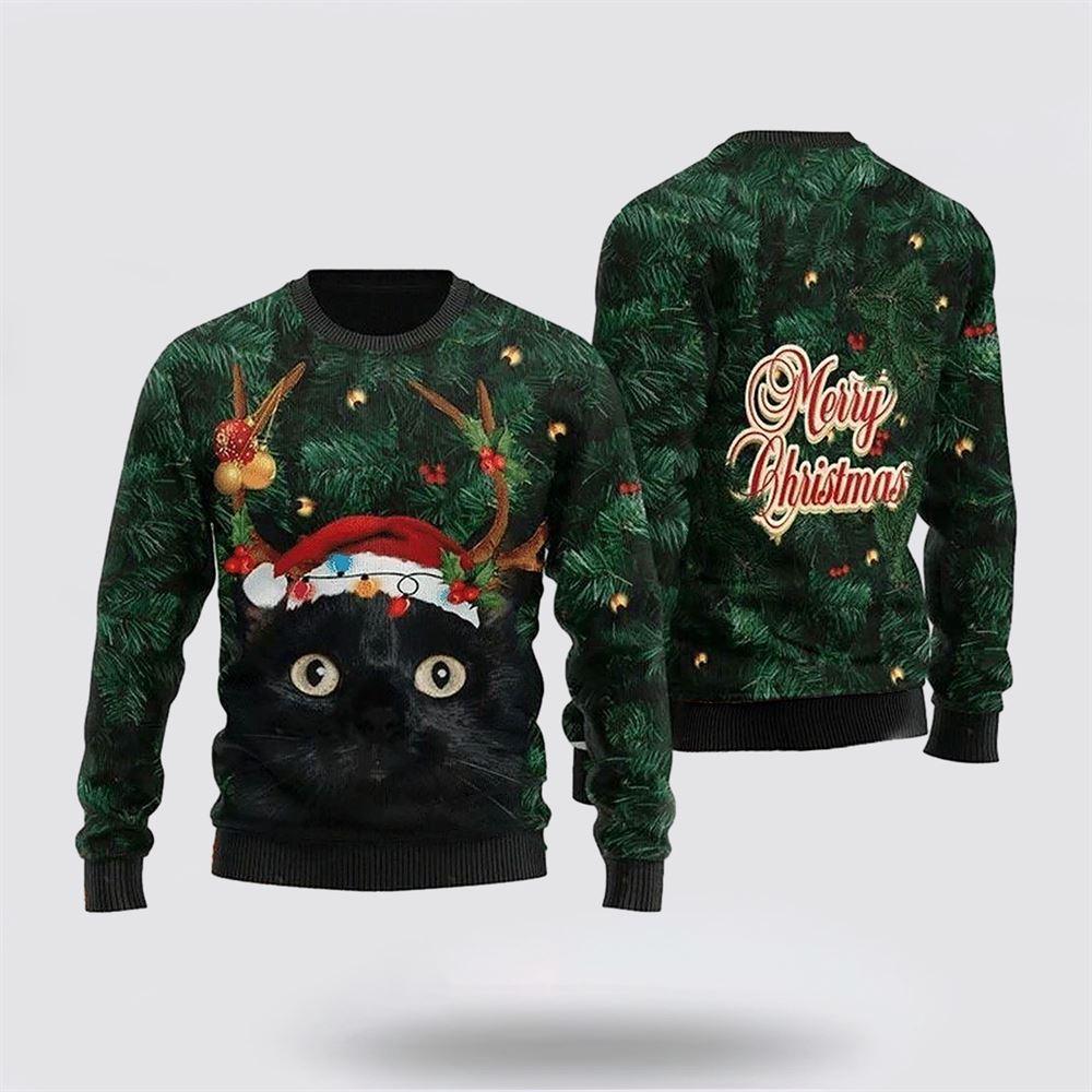 Merry Christmas Black Cat In Pine Tree Christmas Sweater – Cat Lover Christmas Sweater Merry Christmas Black Cat In Pine Tree Christmas Sweater – Cat Lover Christmas Sweater