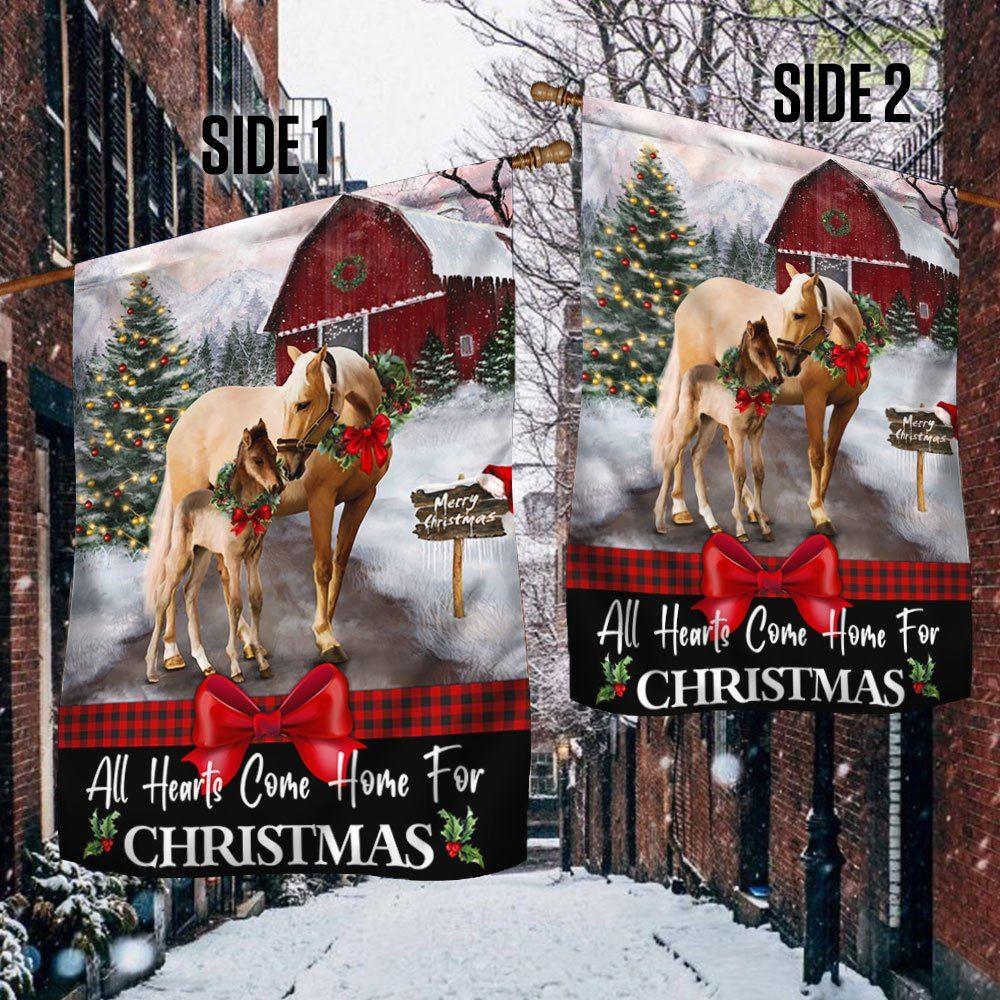 Merry Christmas Flag All Hearts Come Home For Christmas – Christmas Flag Outdoor Decoration