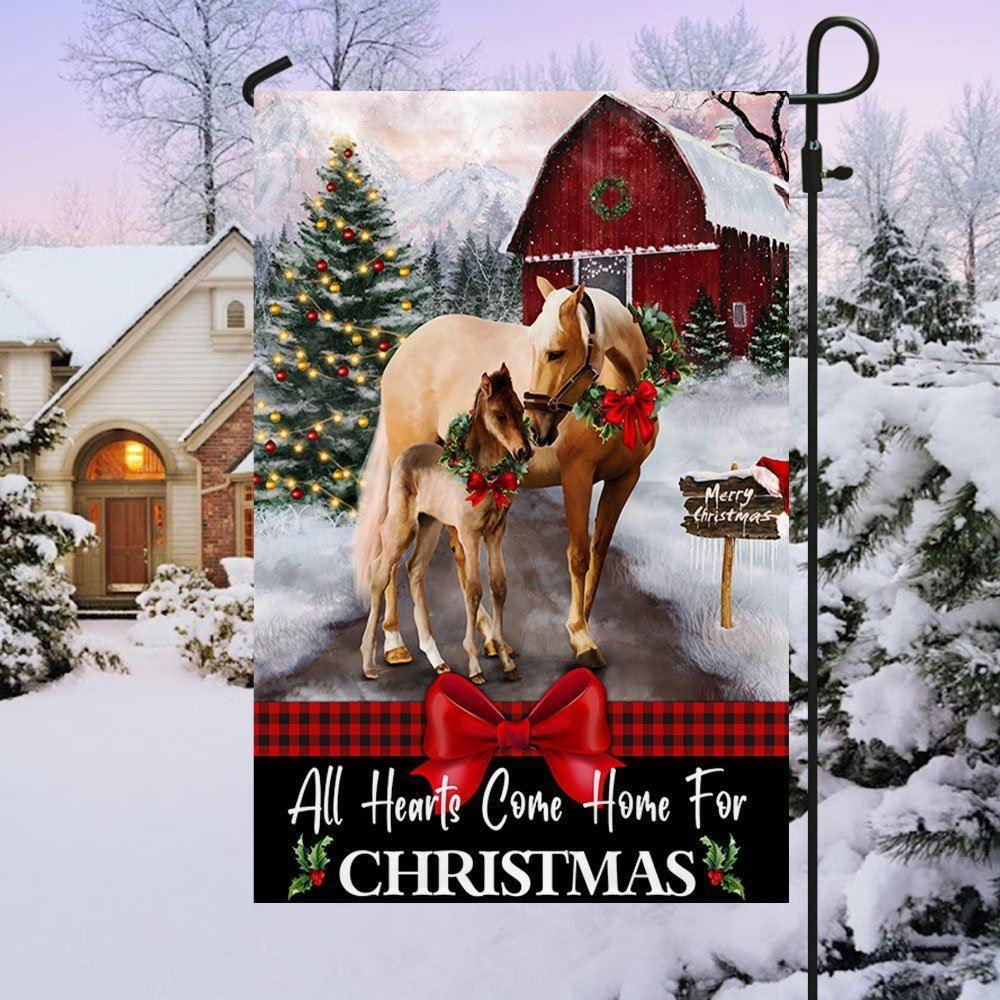 Merry Christmas Flag All Hearts Come Home For Christmas – Christmas Flag Outdoor Decoration