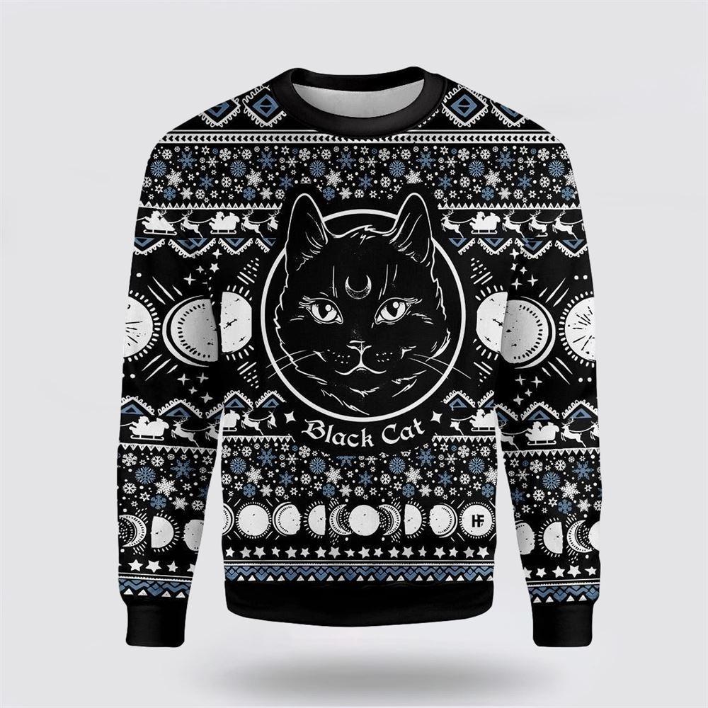 Moon Phase Cute Cat Christmas Wicca Ugly Christmas Sweater – Cat Lover Christmas Sweater Moon Phase Cute Cat Christmas Wicca Ugly Christmas Sweater – Cat Lover Christmas Sweater