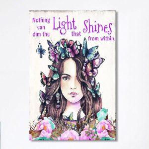 Nothing Can Dim The Light Which Shines From Within Canvas Wall Art Encouragement Gifts For Women ox9lgd.jpg