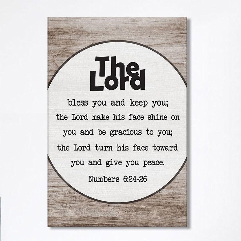 Numbers 624-26 The Lord Bless You And Keep You Rustic Farmhouse Canvas Wall Art – Christian Canvas Prints – Religious Wall Decor
