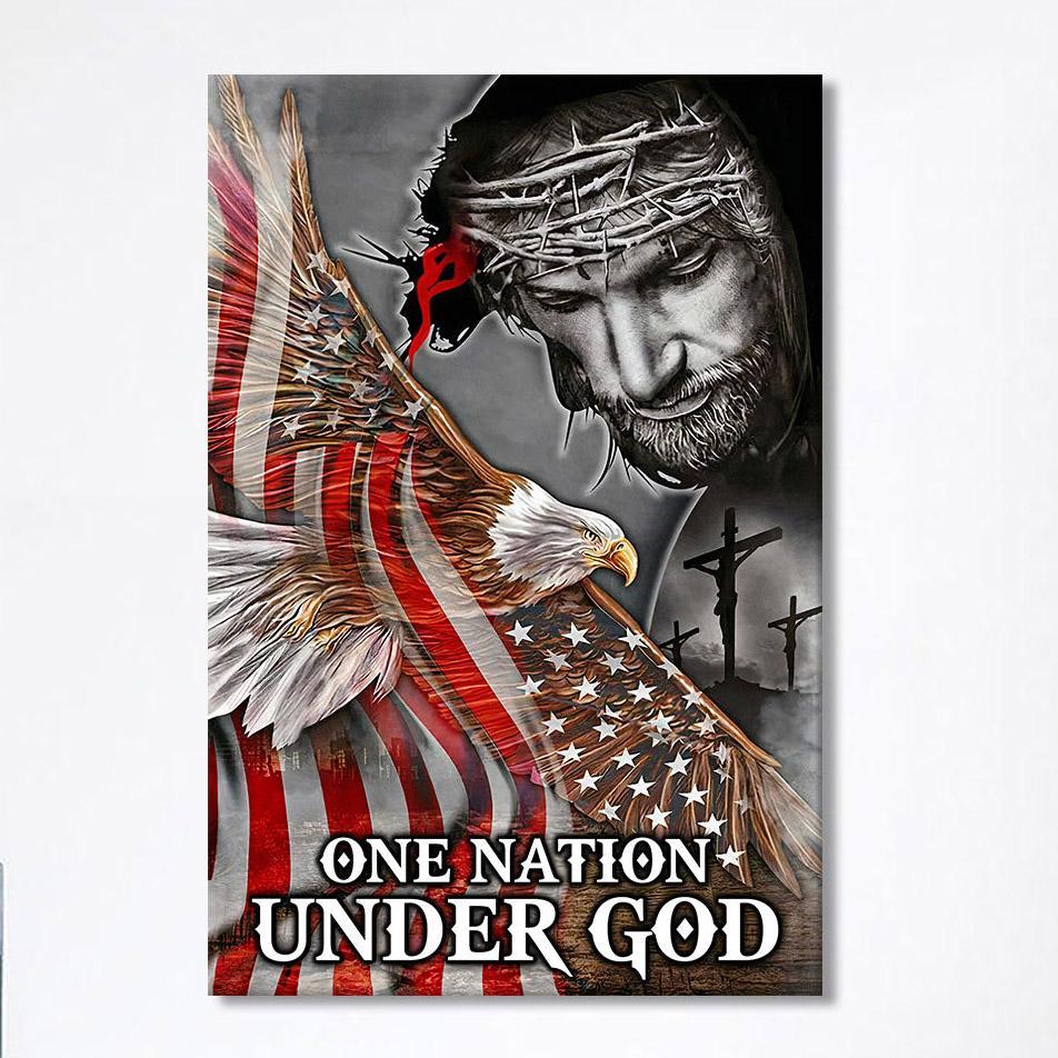 One Nation Under God Canvas Wall Art – Christian Wall Canvas – Religious Wall Art