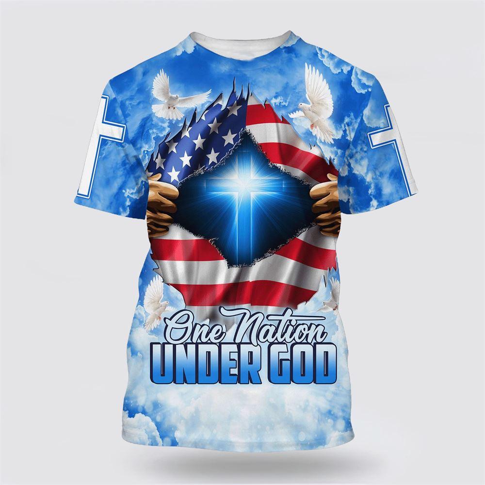 One Nation Under God Cross All Over Print 3D T Shirt – Gifts For Christians