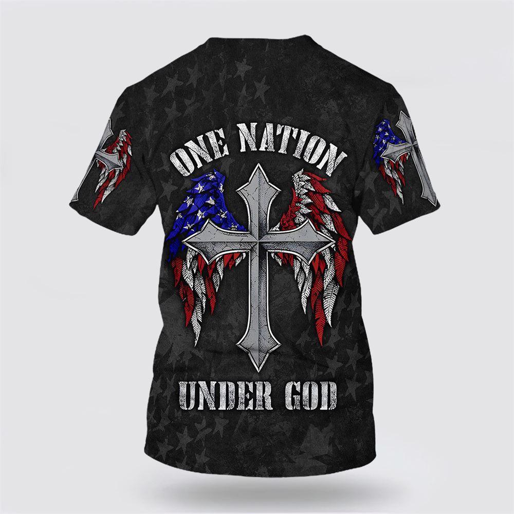 One Nation Under God Cross Wings All Over Print 3D T Shirt – Gifts For Christians