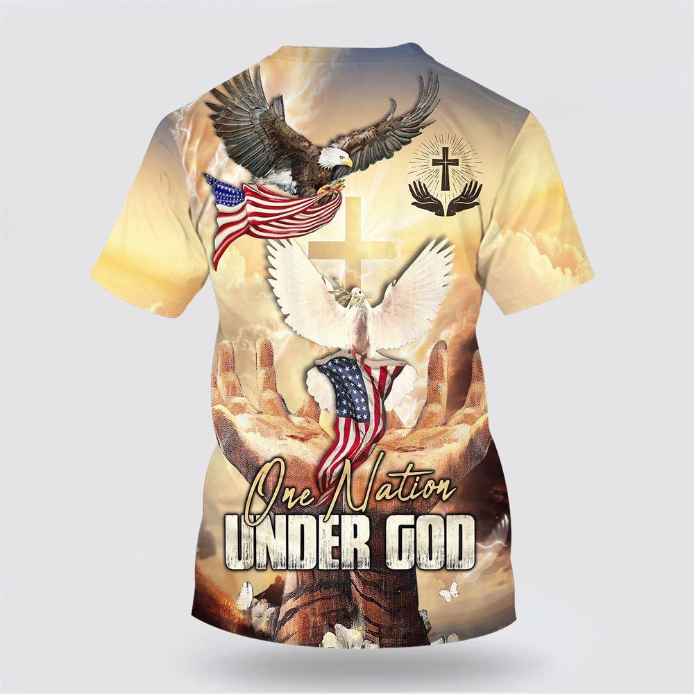 One Nation Under God Hand Hold Cross Dove All Over Print 3D T Shirt – Gifts For Christians