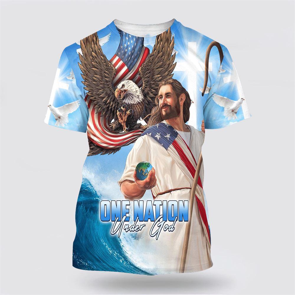 One Nation Under God Jesus American All Over Print 3D T Shirt – Gifts For Jesus Lovers