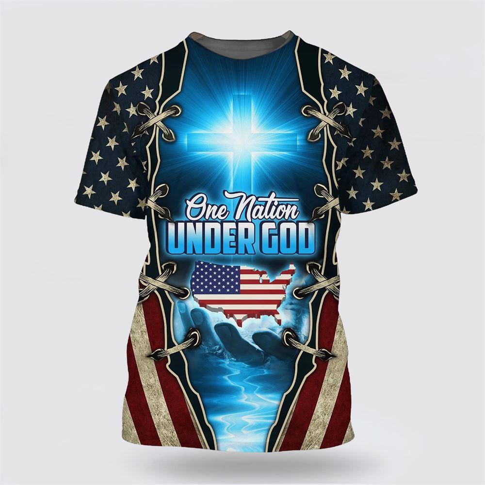 One Nation Under God Patriotic All Over Print 3D T Shirt – Gifts For Christians
