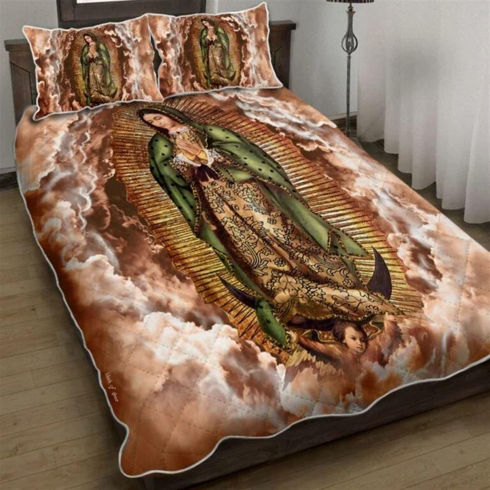 Our Lady Of Guadalupe Pray For Us Christian Quilt Bedding Set – Christian Gift For Believers