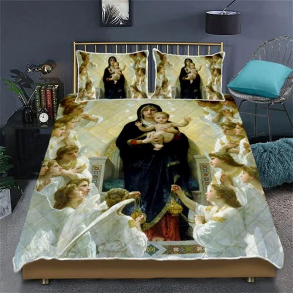 Our Lady Virgin Mary And Baby Jesus Quilt Bedding Set – Christian Gift For Believers Our Lady Virgin Mary And Baby Jesus Quilt Bedding Set – Christian Gift For Believers