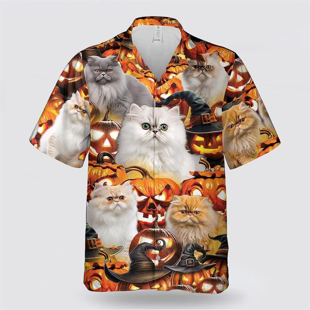 Persian Cat Halloween Pattern Hawaiian Shirt – Gift For Cat Lover